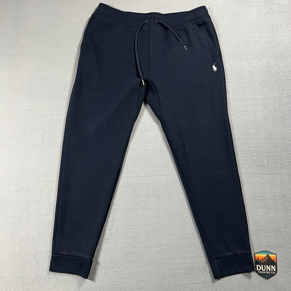 Polo‎ Ralph Lauren Sweatpants Mens L Blue Double Knit Jogger Pockets Athleisure